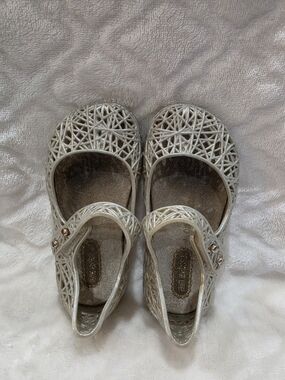 Mini Melissa Kids Sz 6 Toddler Campana Pearl-Tone Jelly Shoes